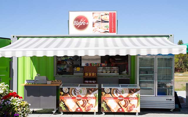 Modified Containers By Conterm Containers Montreal. Shipping Container Modified Into A Food Serving Facility.